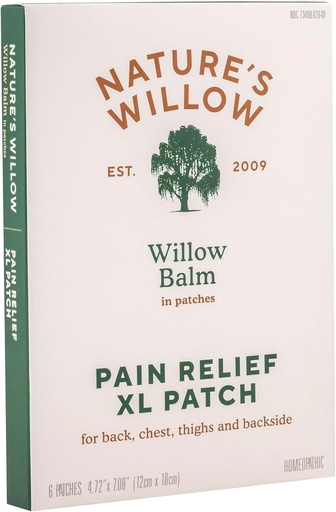 [BRSROAQYOQOQGAL6] Nature's Willow Natural Pain Relief Patches for Muscles & Joints | Fast-Acting with White Willow Bark | Free from Artificial Fragrances & Dyes | 6 Patches (1-Pack)