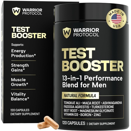 [BRSROBQ2O57AEETG] WARRIOR PROTOCOL Testosterone Booster for Men -Testosterone Supplement for Men with Ashwagandha & Tongkat Ali | Muscle Growth, Libido, Stamina & Strength Support