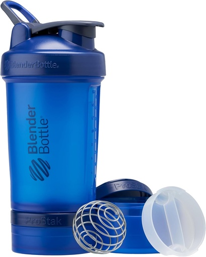 [BRSROHDYOV7AYD32] BlenderBottle Shaker Bottle with Pill Organizer and Storage for Protein Powder, Classic V2 ProStak System, 22-Ounce, Blue