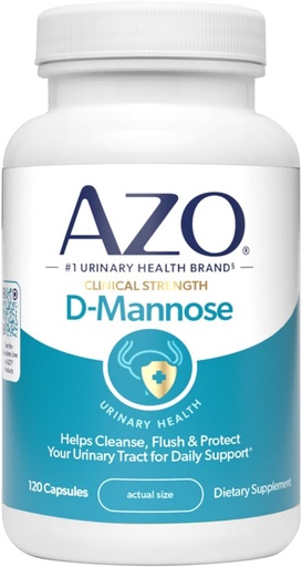 [BRSWYAL2PIIQEHTO] AZO D Mannose Urinary Tract Health, Cleanse, Flush & Protect the Urinary Tract, No.1 Pharmacist Recommended Brand, Clinical Strength, Non-GMO, 120 Count