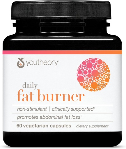 [BRSW2EAOO4NAGHTK] Youtheory Daily Fat Burner - Supports Body Composition & Metabolism - with Citrus Fruit Blend, Chromium & Cayenne Extract - Gluten, Soy & Dairy Free - 60 Vegetarian Capsules