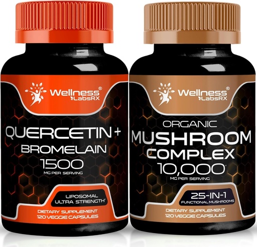 [BRSRAEIKOUAQYH3V] WELLNESS LABSRX Quercetin with Bromelain | Mushroom Capsules