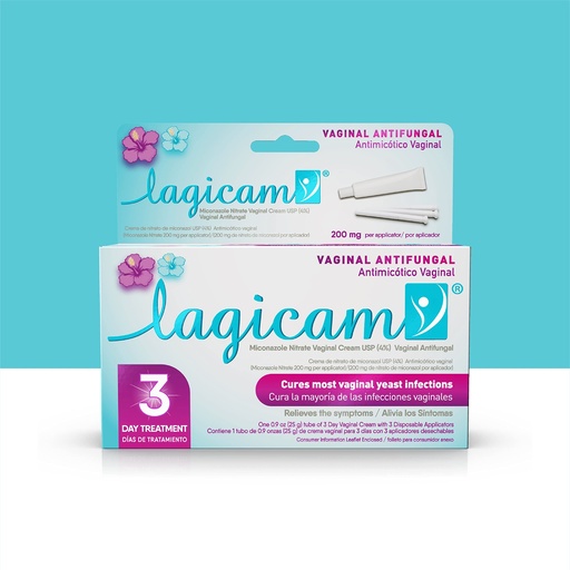 [BRSWIGAGCUHA42LY] Lagicam 3 Day Vaginal Yeast Infection Treatment for Women, Start working on the 1st Day, Miconazole Nitrate, Antifungal Cream relieves Itching and Irritation, 3 Disposable Applicators & Cream (1 Pack)