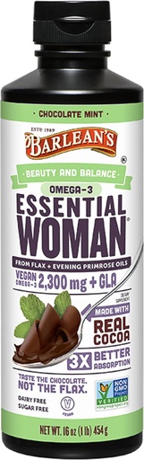 [BRSWIYA6AQBQMD36] Barlean 's Essential Woman Chocolate Mint Skystas priedas nuo Flaxseed, Vakaras Primrose aliejus & Soy Isoflavones, Omega 3 6 9 ir GLA, Hormonų balansas & sveiki plaukai ir oda, 16 oz