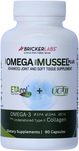 [BRSW2EDYAUHROGYV] Bricker Labs Omega Cyclo - Mussel Plus UC- II, Premium NZ Green Liped Mussel Plus UC- II Nem denaturált II. típusú Collagen, The Ultimate Joint Supplement for Joint Health and Comfort, 90 kapszula