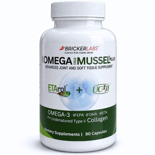 [BRSW2EDYAUHROGYV] Bricker Labs Omega Cyclo - Mussel Plus UC-II, Premium NZ Green Lipped Mussel Plus UC-II Undenatured Type II Collagen, the Ultimate Joint Supplement for Joint Health and Comfort, 90 Capsules