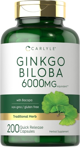 [BRSW2HTRBENWEFLZ] Carlyle Ginkgo Biloba pillereitä ... 6000 mg... 200 kapselia...