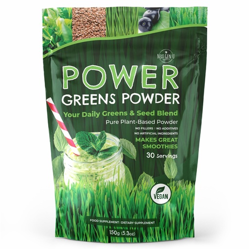 [BRSROBQYBNYWE3DB] Super Greens Powder - 150g - Immune Support - Food Supplement - Superfood Greens - Smoothie Mix for Shakes - Detox & Healthy Boost for Juice Beverages or Any Drink - by NextGenU