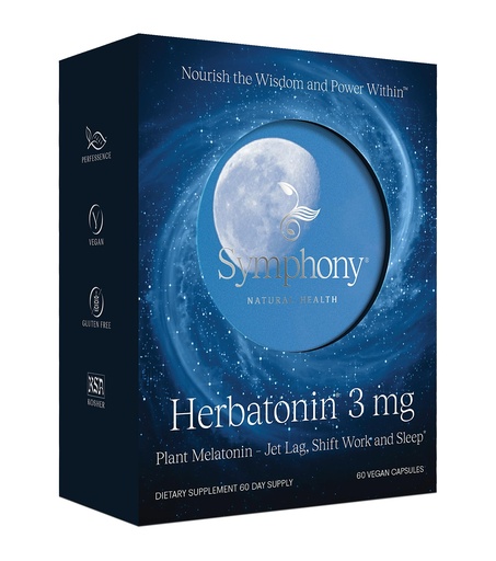 [BRSWIZABPIOW22DI] Herbatonin® 3mg - The First Phyto-Melatonin (Natural Plant Melatonin) for Sleep Cycle, Body Clock and Circadian Rhythm Support for Jet Lag, Shift Work and Sleeplessness 60 Vegan Capsules