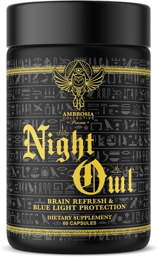 [BRSWGFQ3CJ4BU3DO] Ambrosia Night Owl - Eye Health | Protect Against Blue Light & Eye Strain | Alpha Brain Waves & Brain Recovery | Lutemax 2020, Suntheanine, Magtein | 60 Veggie Capsules