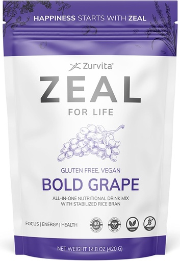 [BRSWKEINCABGA3TM] Zurvita - Zeal for Life - Bold Grape Flavor - Daily Nutritional Supplement for Vitality, Immunity, & Overall Wellness - 30-Day Wellness Bag, 420 Grams