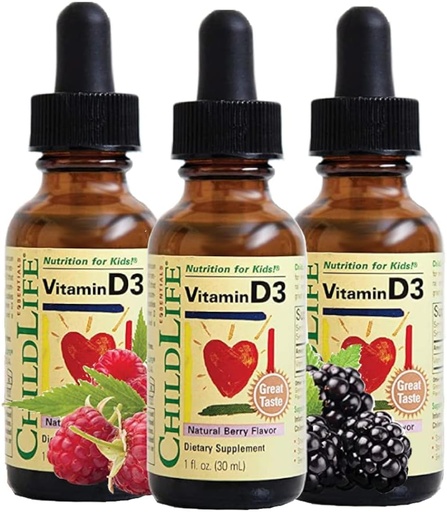 [BRSWIYAPPNYA4CT6] Uşaq D3 Drops - Baby Vitamin D Drops üçün Vitamin D Drops, Uşaqlar üçün maye Vitamin D, Toddler 1-3, Uşaqlar, 500 IU Xidmət - Natural Berry, 1 Fl Oz (Pack of 3)