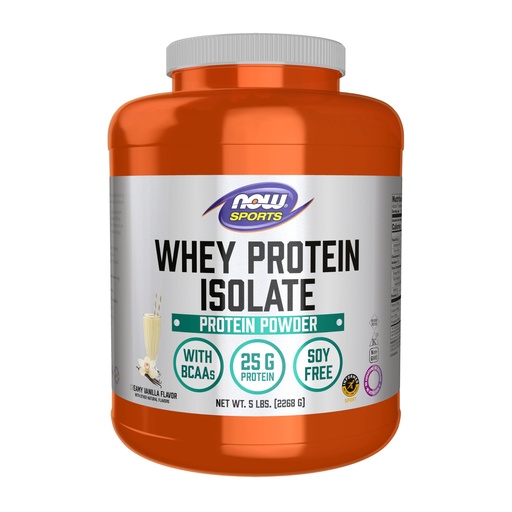 [BRSWIY32BQPBKHD4] NOW Foods Sports Nutrition, Whey Protein Isolate, 25 g With BCAAs, Creamy Vanilla Powder, 5-Pound