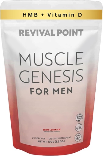 [BRSROBA3OJ4BM3TV] Muscle Genesis HMB and Vitamin D3 Supplement with Clinically Studied myHMB, Calcium and VIT C – 5000mg Per Serving – Promotes Recovery, Lean Muscle Mass, and Healthy Aging in Men