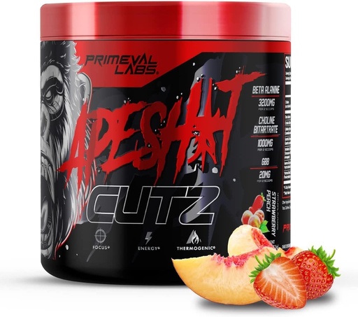 [BRSWYAQ5BAPR6ELZ] Primeval Labs Ape Cutz Pré Treino em Pó .Scientificamente Formulado .Melhor desempenho com Beta Alanine . Pós-treino Beber & Impulsionar Energia 50 Servings Strawberry Peach