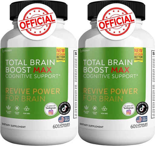 [BRSRAGATB5YQIAI3] Total Hjerne Boost - Brain Support Supplement Forbedre minne og fokus Clear Brain Fog & Boost Kognitiv funksjon 120 naturlige kapsler