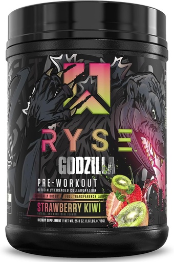 [BRSRM2YBBUGQEALH] RYSE Godzilla X Noel Deyzel Pre Workout Powder - Jordbær Kiwi - 400mg Koffein, High Stim Pre- Workout for mænd og kvinder med Citrullin & Beta Alanine - Energi, Pump & Focus - 20 / 40 Servering