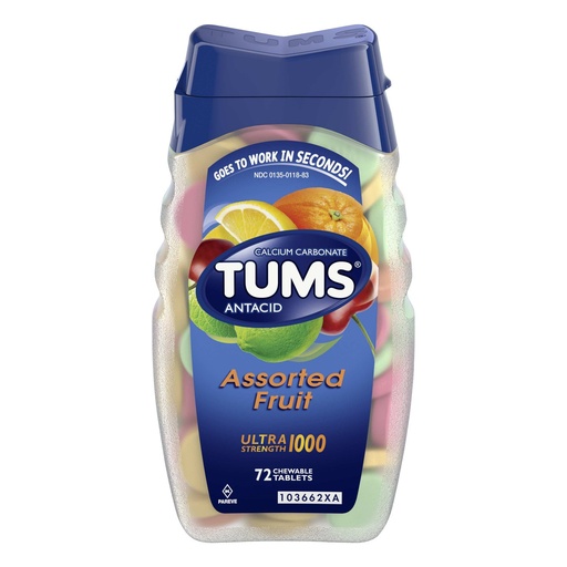 [BRSWIYD6ORYBCGD4] Tums Calcium Rich Ultra Strength 1000 - Assorted Fruit - 86 Tablets
