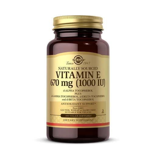 [BRSWIYTYO4HRA2Y5] Vitamin E 670 mg (1000 IU) Solgar 100 Vegan Softgel