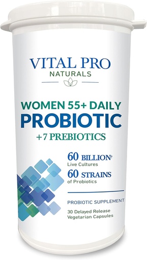 [BRSW2ZQOAR5AE2QZ] Vital Pro Naturals - Women 55+ Daily Probiotic Plus Prebiotics 30 Capsules