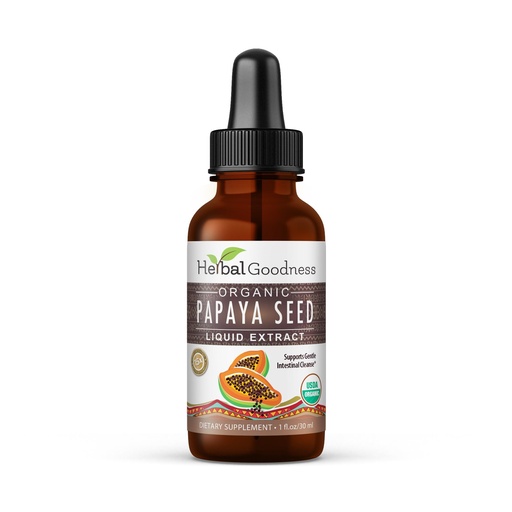[BRSWIGYHBZYRQ2LE] Herbal Goodness Papaya Seeds Digestive Enzymes 1oz -Organic Papaya Seed Extract for Gut & Digestive Health | Detox Cleanse Support, Non GMO, Gluten-Free, Raw, Unprocessed for High Potency