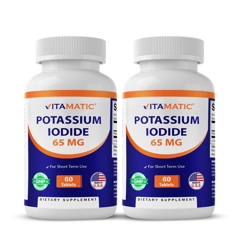 [BRSW2BDQC4FAMA36] Vitamatic Potassium Iodide 65 mg per Serving - 60 Tablets - Thyroid Support - KI Pills (60 Count (Pack of 2))