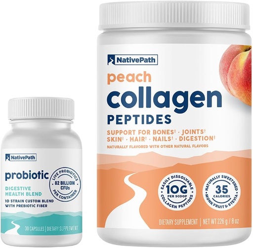 [BRSRAYI6CN7AO2A2] NativePath Probiotic Prime - Peach Collagen, Probiotic 30