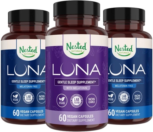 [BRSRAZT6BYIWGHIV] Naturales Anidados Luna Melatonin-Free (120 cápsulas veganos) & Luna Natural Sleep Aid with Melatonin (60 cápsulas veganos) for Deep Sleep ← Non-Habit Forming