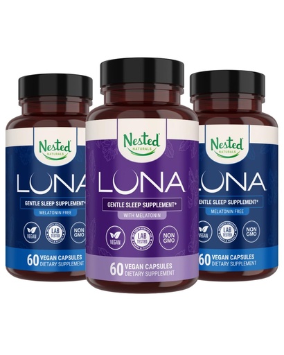 [BRSRAZT6BYIWGHIV] Nested Naturals Luna Melatonin-Free (120 Vegan Capsules) & Luna Natural Sleep Aid with Melatonin (60 Vegan Capsules) for Deep Sleep | Non-Habit Forming