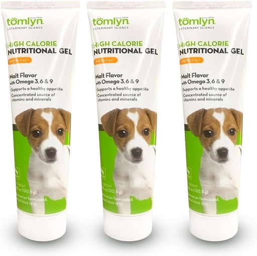 [BRSWIAI7DMABQFQ5] Tomlyn Nutri-Cal Malt-Flavored High-Calorie Nutritional Gel for Puppies, Helps Support a Healthy Appetite Providing Extra Calories, Vitamins & Minerals in a Tasty Supplement, 4.25oz-3 Pack
