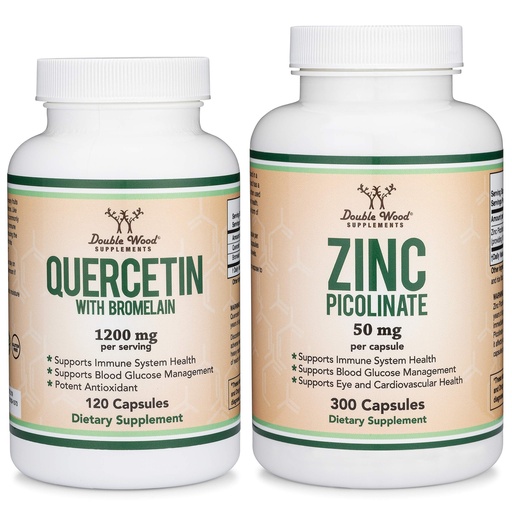 [BRSWYBQZAF4GADL4] Double Wood Supplements Quercetin and Zinc Bundle - Support Immune System Health (120 Count Quercetin and 300 Count Zinc)