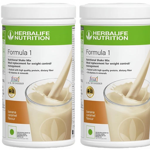 [BRSROHQDCQAWAC3L] Herbalife Formula 1 Nutritional Shake Mix - Pack of 2, 500g Each - Herbalife Shake - Herbalife Protein Powder - Herbalife Weight Loss Meal Replacement (Banana - Banana)