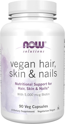 [BRSWGGIBOYMB43TU] Now Foods Solutions, Vegan hair, Skin & Nails, 营养支持 5,000 mcg Biotin, 90 Veg Capsules