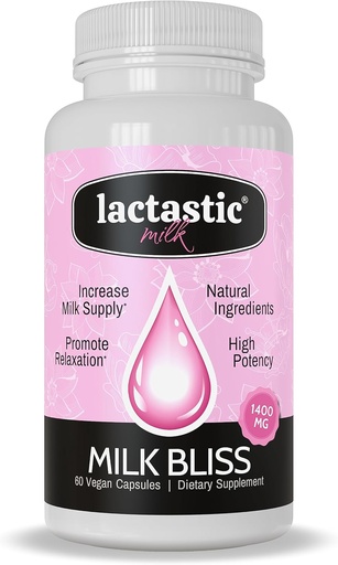 [BRSROZA5CJ7WKAA2] Lctastic® BlissTM - Orguecy Lactation suplementari - Orgueic Moringa, Milk Thistle, Passant florat i Varirian Root - 60 Vegan Capules