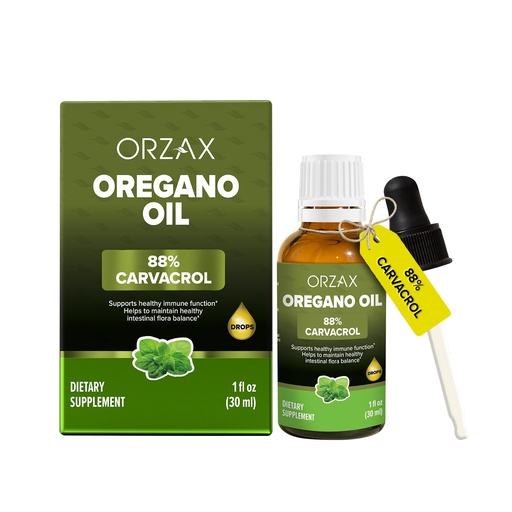 [BRSROYD5AENGOCD6] ORZAX Oregano Oil Drops with Olive Oil - 88% Carvacrol and 0.3% Thymol - Non-GMO & Sugar-Free & Gluten-Free & Vegan - Herbal Supplement for Immune Support and Digestive Health - 30 ml - 200 Day Supply