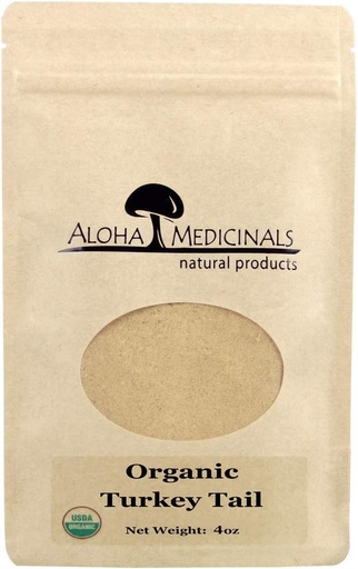 [BRSWGAYCA4FWMDLK] Aloha Medicinals Pure Turkey Tail, Certified Organic Mushroom Supplements, Natural Health Supplement, Bag of 4 oz Powder