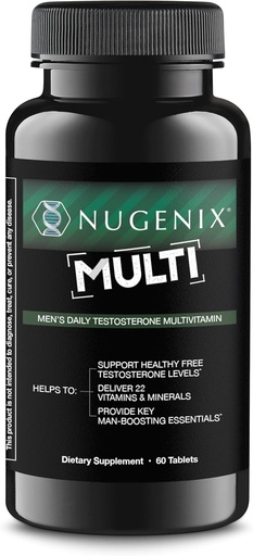[BRSWGZTRBBYGEAI4] Nugenix Multivitaminų vyrams, multivitaminų ir testosterono parama - 19 Vitaminai ir mineralai, Palaiko nemokamai testosterono, Balance Cortisol, Skatina azoto oksido gamybą, Kraujo srautas - 60 tablečių