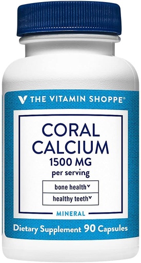 [BRSWIYTYOEDRMHYV] The Vitamin Shoppe Coral Calcium 1,500MG - Eco Safe Source of Calcium, Magnesium & Trace Minerals to Support Healthy Bones and Teeth (90 Capsules)