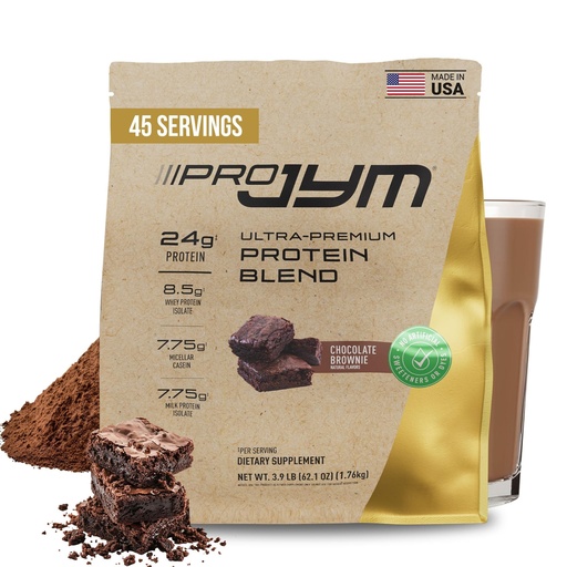[BRSROZYTAUARMCT4] Pro JYM Natural Chocolate Brownie Protein Powder Blend - Whey Protein Isolate, Casein, & Milk Protein Isolate, for Men & Women Recovery Shakes | JYM Supplement Science | 45 Servings