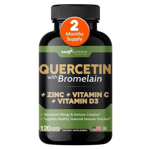 [BRSWYBIEOEHQOYD6] Gade Nutrition Quercetin with Bromelain Vitamin C and Zinc Vitamin D3 | Immune Support Supplement in Capsules | Non-GMO, Gluten-Free, Vegan | Made in the USA | 2 Month Supply