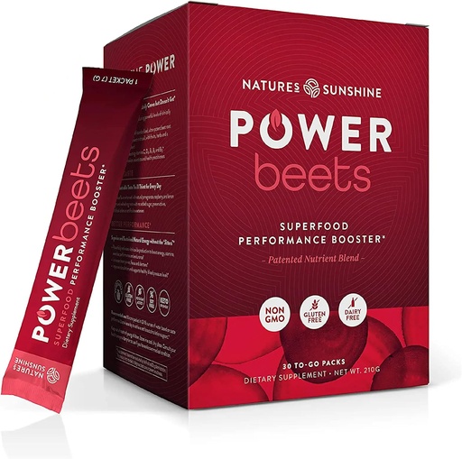 [BRSROYY5AUPGED35] Naturens Sunshine Power Beets - Patented Nutrient Blend of Beet Root Powder and Nutrients to Promote Performance, Mental Clarity, & Vitality - Non-GMO, Soy & Gluten Free - 30 Servings to-Go Packs
