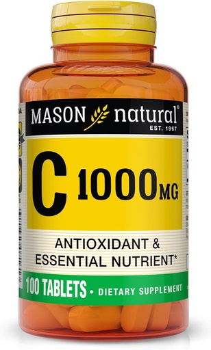 [BRSWI2QPAABBSCD2] MASON NATURAL Vitamin C 1,000 mg, 100 Day Supply, Supports Healthy Immune System, Antioxidant and Essential Nutrient, 1 Pack