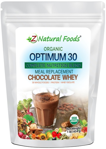 [BRSW2CQLDJYB4HLL] Z Natural Foods Optimum 30 Organic Chocolate Whey Meal Replacement Powder
