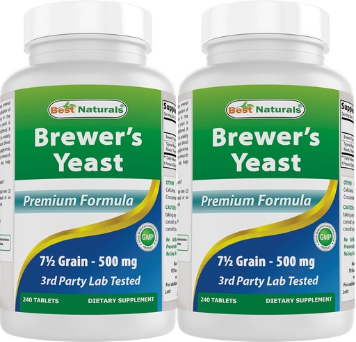 [BRSW2AQYPJ6QMHLG] Best Naturals, Brewers Yeast, 7-1/2 Grains with Vitamin B1, Vitamin B2, 1000 mg 240 Tablets (240 Count (Pack of 2))