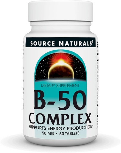 [BRSWIYT3OMAG23TI] Source Naturals B-50 Complex, Υποστηρίζει την παραγωγή ενέργειας* - 50 Tablets