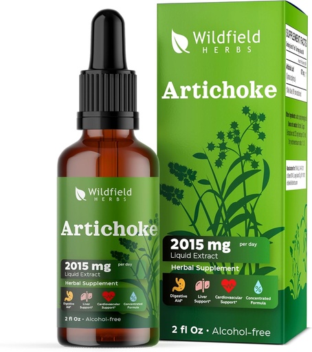 [BRSRAZYLDMIRQETZ] Estratto di foglie di carciofo Gocce liquide 2000mg (Cynara scolymus L.) Ammortizzatori di erbe meglio di capsule, 1 mese di fornitura, 84 Serve, Alcol-Free Tincture - 2 Oz, Confezione da 1