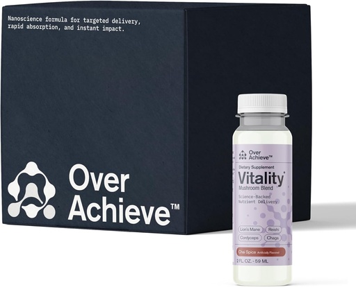 [BRSRAYL5OIHGGADD] Mushroom Supplement Drink Fast-Acting Vitality Blend, Cordyceps, Reishi, Chaga, Lion’s Mane, Ashwagandha, for Adults, Chai Spice Flavor 2 fl oz (12 Pack)