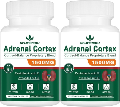 [BRSRAGQTDIBBYAD6] A l'hora d'Adrenals suplementaris, Cortissol suplementaris amb àcid Pantothenic i Ashwagandha - Suports de salut Adrenal, Energia i relaxació - 120 Capsule