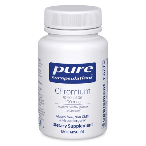 [BRSWIYQ7DIPQAH3G] Pure Encapsulations Chromium (Picolinate) 200 mcg | Hypoallergenic Supplement for Healthy Lipid and Carbohydrate Metabolism Support* | 180 Capsules