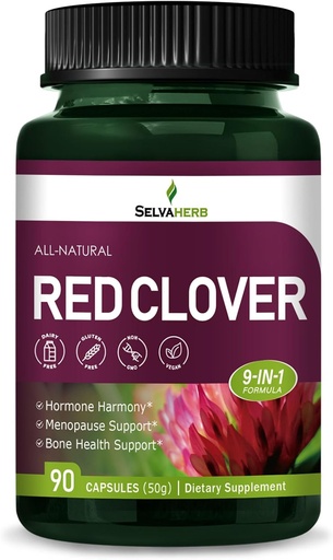 [BRSRAHY6OUAWMFLG] Red Clover Blossoms Herb Hormone Harmony Capsules for Women, Menopause Relief Herbal Supplements with Black Cohosh Wild Yam Natural Extract. 90 Count